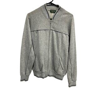 The Mens Store Gray Full Zip Jacket With Navy Trim Size Large